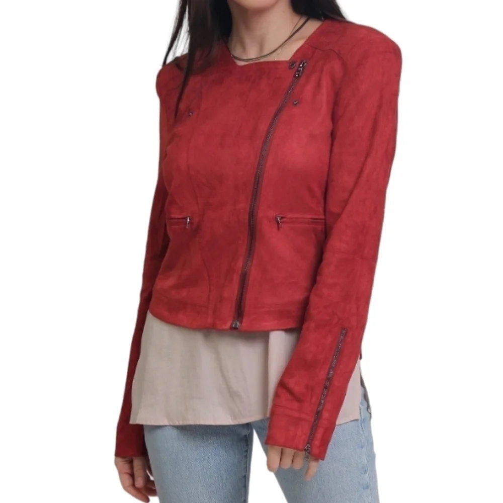 Fate Burnt Orange Delilah Suede Cropped Jacket - Size Large - Picture 2 of 13